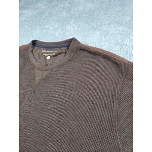 GH Bass & Co Mens Brown Waffle Knit Thermal Long Sleeve Shirt Crew Neck Large